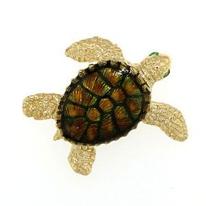Silver Large Turtle Enamel Pendant - 382 E