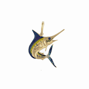 Silver Marlin Enamel Pendant - 109 E