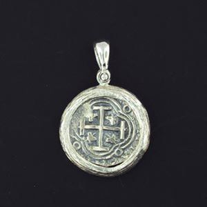Silver Medium Bark Texture Framed Coin Pendant - 918