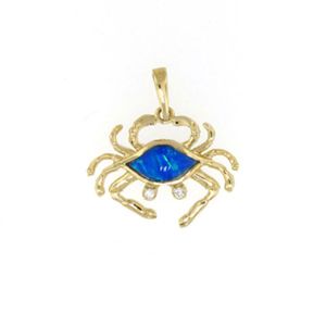 Silver Medium Blue Crab Opal Pendant - 210 O