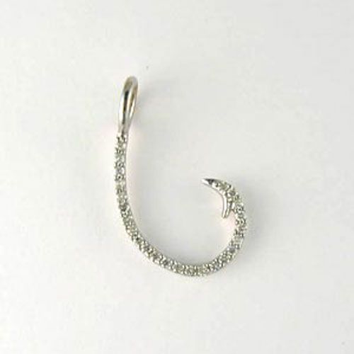 Silver Medium CZ Hook Pendant - 357 D