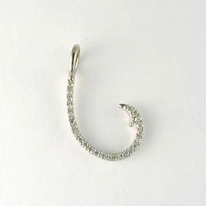 Silver Medium CZ Hook Pendant - 357 D