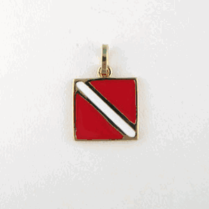 Silver Medium Dive Flag Enamel Pendant - 366 E
