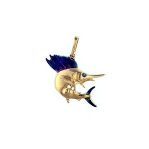 Silver Medium Sailfish Enamel Pendant - 180 E