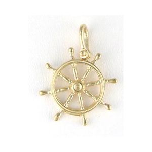 Silver Medium Ships Wheel Pendant - 348