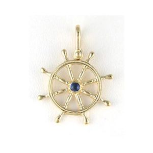 Silver Medium Ships Wheel Pendant - 348 S