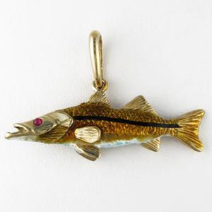 Silver Medium Solid Snook Pendant - 229 E