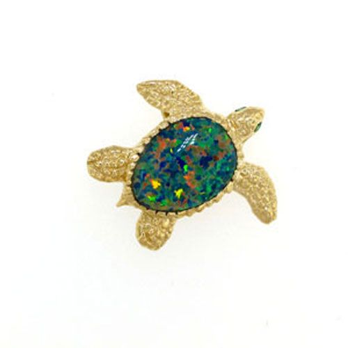 Silver Medium Turtle Opal Pendant - 381 O
