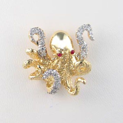 Silver Medium Walking Octopus Pendant - 369 D