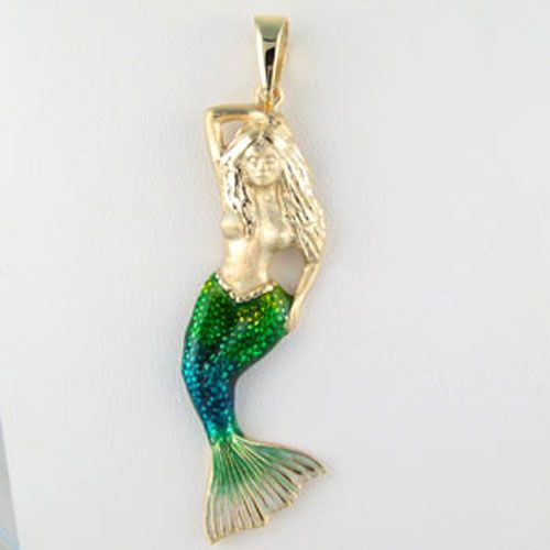 Silver Mermaid Enamel Pendant - 305 E