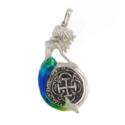Silver Mermaid with Coin Pendant - 920 E