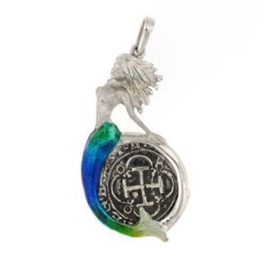 Silver Mermaid with Coin Pendant - 920 E