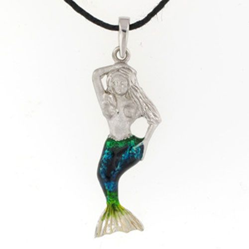 Silver Mermaid with Enamel Pendant - 328 E