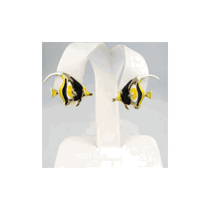 Silver Moor Fish Earrings - 661 E