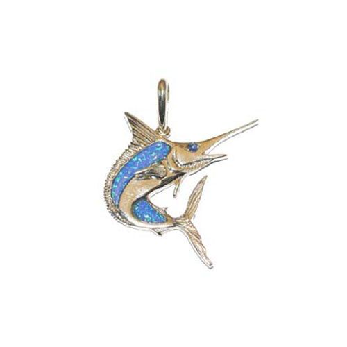 Silver Opal Marlin Pendant - 109 O
