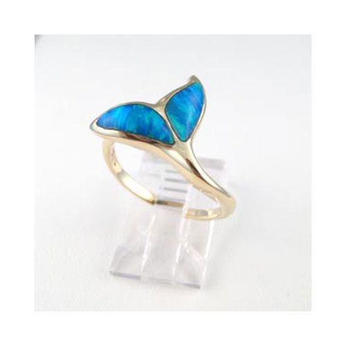 Silver Opal Whale Tail Ring - 757 O