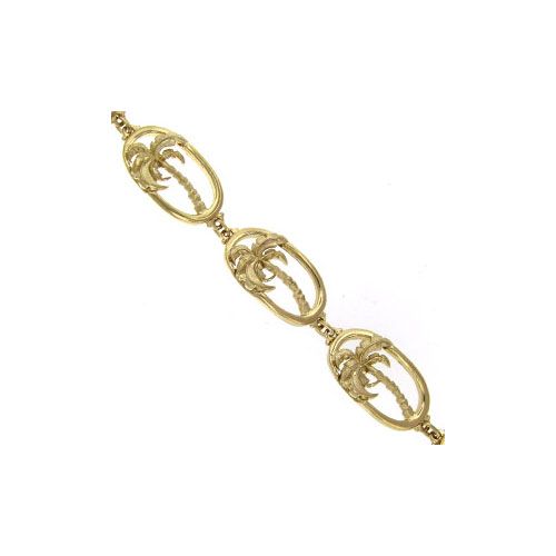 Silver Palm Tree 7 1/4 Inch Bracelet - 549