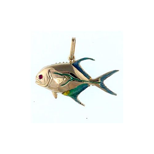 Silver Permit Enamel Pendant - 144 E