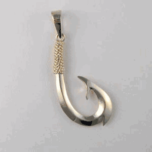 Silver Polynesian Hook Large Pendant - 365