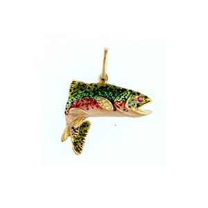 Silver Rainbow Trout Enamel Pendant - 010 E