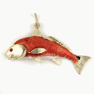 Silver Redfish Lw Enamel Pendant - 259 HE