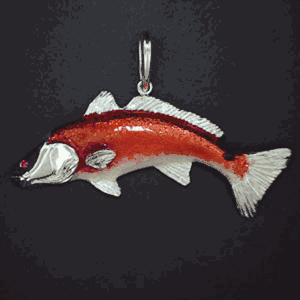 Silver Redfish Xtra Large Enamel Pendant - 387 E