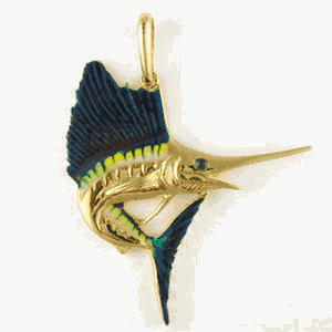 Silver Sailfish Enamel Pendant - 101 E