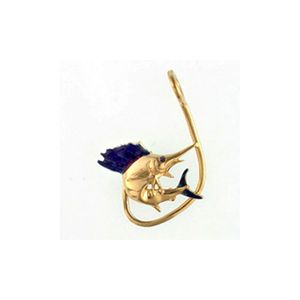 Silver Sailfish/Hook Enamel Pendant - 181 E
