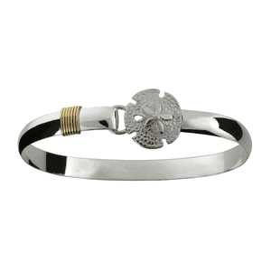 Silver Sand Dollar Hook Bracelet - Sterling Silver & 14K 6mm 8.5 Inch