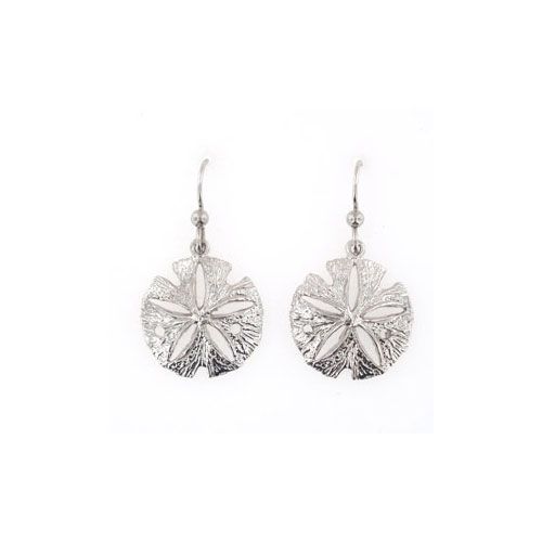 Silver Sand Dollar Skeleton Earrings - 691
