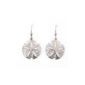Silver Sand Dollar Skeleton Earrings - 691
