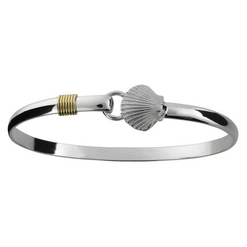 Scallop Hook Bracelet - Sterling Silver & 14K Gold 4mm 7 Inch