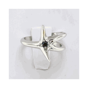 Silver Sea Star with Single Sapphire Ring - 729 1S
