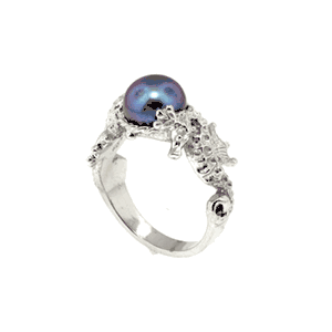 Silver Seahorse W 8.5mm Pearl Ring - 780 P