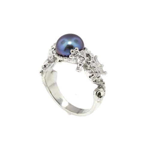 Silver Seahorse W 8.5mm Pearl Ring - 780 P
