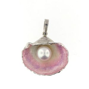 Silver Shell W Enamel/Pearl Pendant - 415 EP