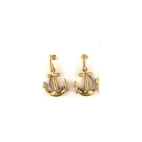 Silver Small Anchor No CZ Earrings - 624