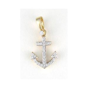 Silver Small Anchor Pave Pendant - 350 D