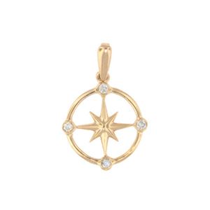 Silver Small Compass Rose with .20cts CZ Pendant - 457sm D