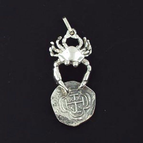 Silver Small Crab with Coin Pendant - 915
