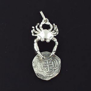 Silver Small Crab with Coin Pendant - 915