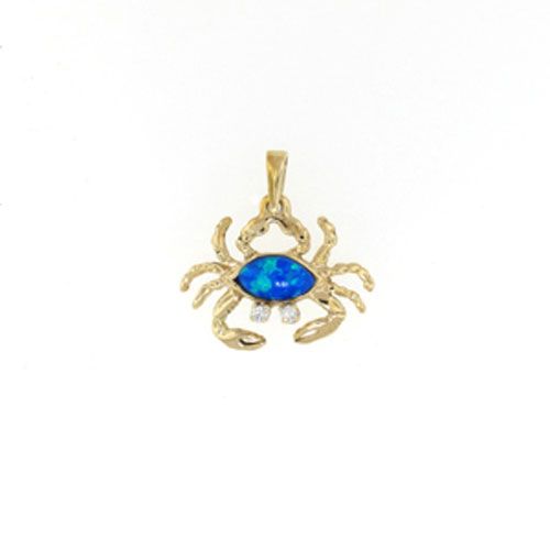 Silver Small Crab with Opal Pendant - 123 O