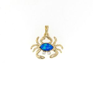 Silver Small Crab with Opal Pendant - 123 O