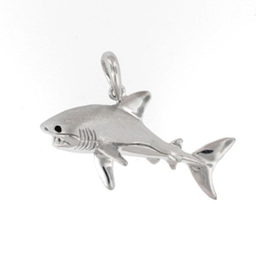 Silver Small Great White Shark Pendant - 418