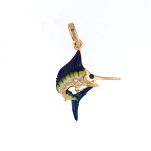 Silver Small Marlin with Enamel Pendant - 448 E