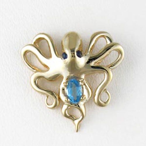 Silver Small Octopus Slide with Stone Pendant - 237 STN