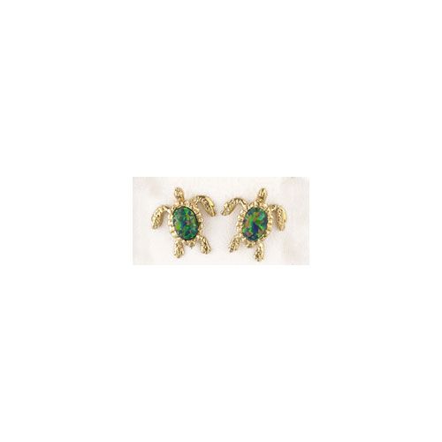 Silver Small Opal Turtle Earrings - 620 O