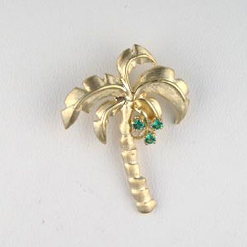 Silver Small Palm with Stones Pendant - 344 Stn
