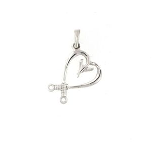 Silver Small Polynesian Hook Heart Pendant - 420