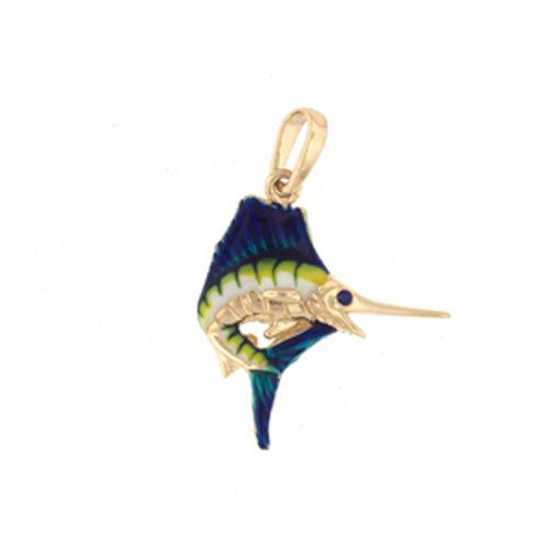 Silver Small Sailfish with Enamel Pendant - 447 E